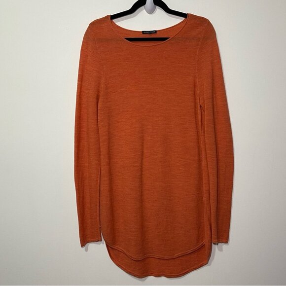COPY - Eileen Fisher Women Coral orange 100% merino wool crewneck long tunic sw… - Picture 2 of 8